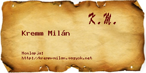 Kremm Milán névjegykártya